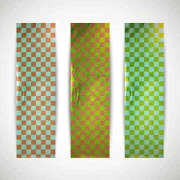 Set of checkered banners with cardboard texture Stock Illustration