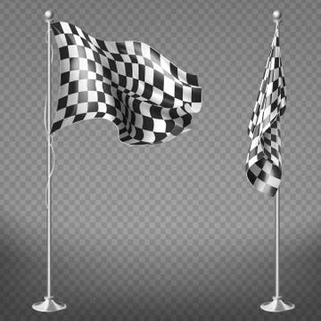 Set of checkered racing flags on poles Stock-Illustration