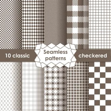 Set of checkered simple fabric seamless pattern Stock Illustration