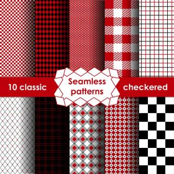 Set of checkered simple fabric seamless pattern Stock Illustration