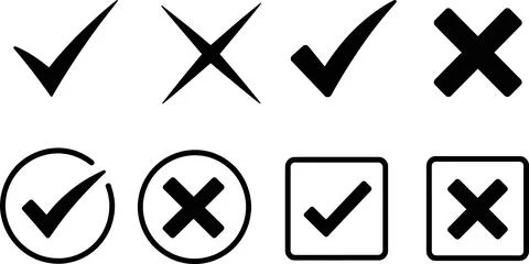 Set of checkmark and cross symbols Stock Illustration