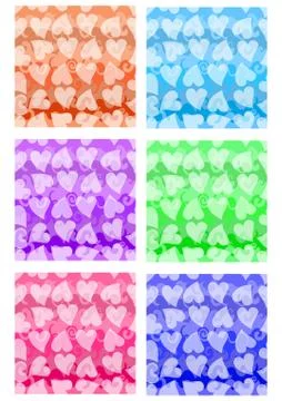 Set of cheerful patterns with heart shape in different color variants. Textil Stock Illustration