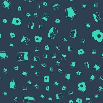 Set Cheese, Bell pepper, Bread toast and Scrambled egg on seamless pattern Stock Illustration