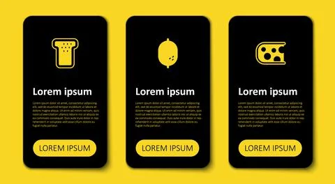 Set Cheese, Lemon and Bread toast. Business infographic template. Vector Stock Illustration