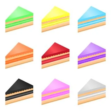 Set of Cheesecakes isolated on white background. Vector illustration. Stock Illustration