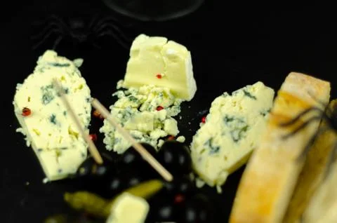 A set of cheeses served in a special form for a halloween party, scary food Stock Photos