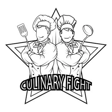 Set of chef cook standing in a different pose. Chef in uniform. Cook logo. Ch Stock Illustration