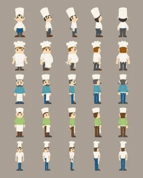 Set of chef, costume characters Stock Illustration