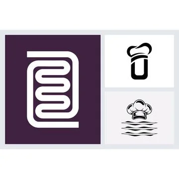 Set of chef hat and abstract line icons Stock Illustration