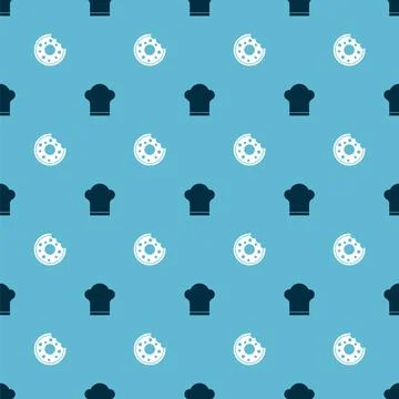 Set Chef hat and Donut on seamless pattern. Vector 스톡 일러스트