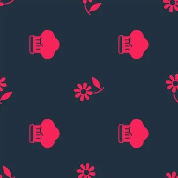 Set Chef hat and Flower on seamless pattern. Vector Illustrazione stock