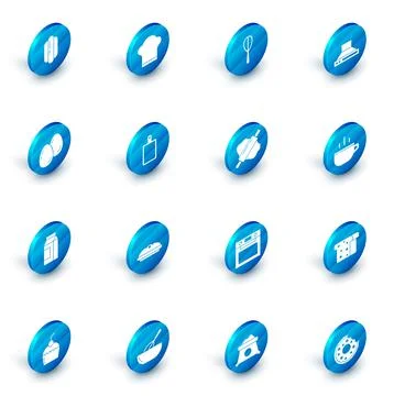 Set Chef hat, Kitchen whisk, extractor fan, Easter eggs, Paper package for milk Stock Illustration