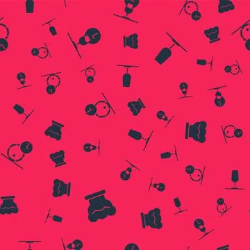 Set Chef hat, Wine time, Wooden barrel for wine and glass on seamless pattern Stock Illustration