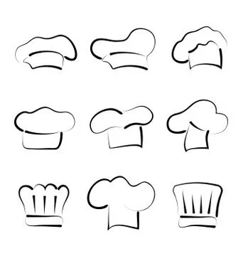 Set of chef hats isolated on white background, sketch style Illustrazione stock