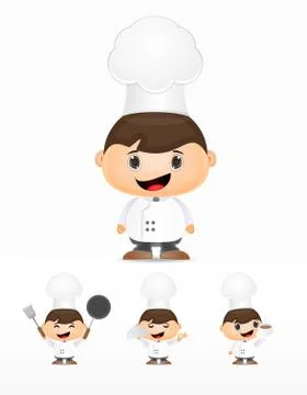 Set chef kid cartoon Stock Illustration