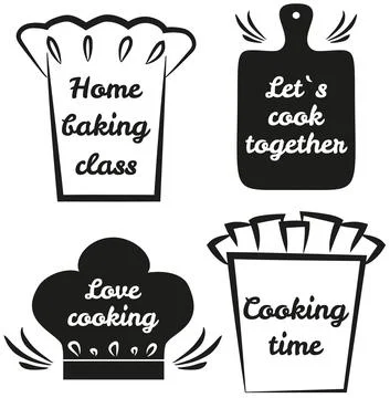 Set of chef logo design with modern concept. Hand writings about kitchen, food Stock Illustration