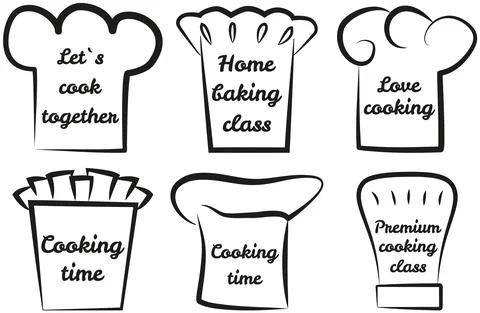 Set of chef logo design with modern concept. Hand writings about kitchen, food Stock Illustration