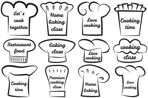 Set of chef logo design with modern concept. Hand writings about kitchen, food Stock Illustration