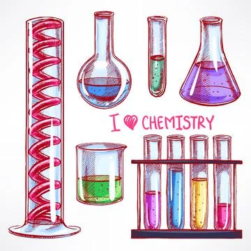 Set with the chemical flasks Stock Illustration