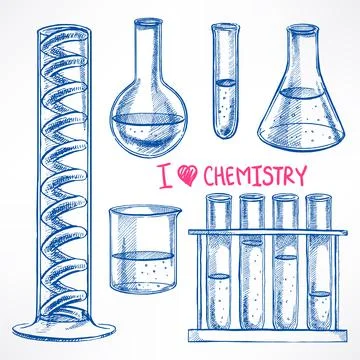 Set with the chemical flasks Stock Illustration