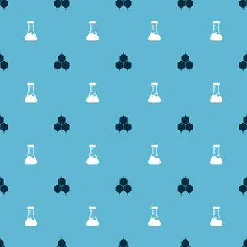 Set Chemical formula and Test tube on seamless pattern. Vector Stock Illustration
