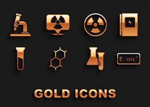 Set Chemical formula, Electrical panel, Equation solution, Test tube and fl.. Stock Illustration