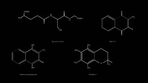 A set of chemical structures on a black background Stock Photos