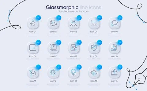 Set of Chemistry experiment, Package size and Dot plot line icons for web app Illustrazione stock