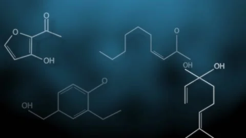Set of chemistry formulas in abstract digital space. Stock Footage 114671779