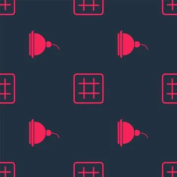 Set Cherry cheesecake and Waffle on seamless pattern. Vector Stock Illustration