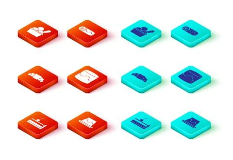 Set Cherry cheesecake, Pudding custard, Croissant, Cake, Chocolate roll and Ice Illustrazione stock