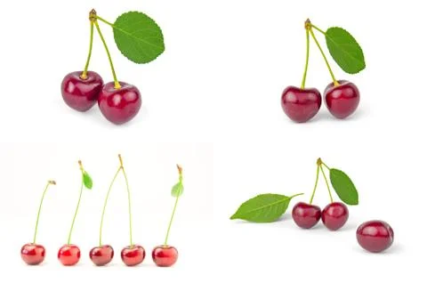 Set of Cherry close-up on white Stock-Fotos