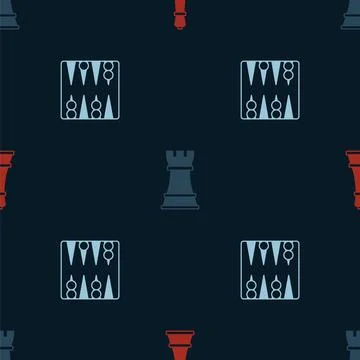 Set Chess, and Backgammon board on seamless pattern. Vector Stock Illustration