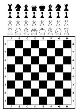 Set of chess and chessboard. Stock Illustration
