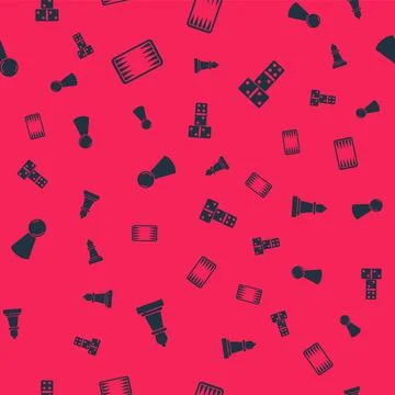 Set Chess, Backgammon board, Chip for game and Domino on seamless pattern Stock Illustration