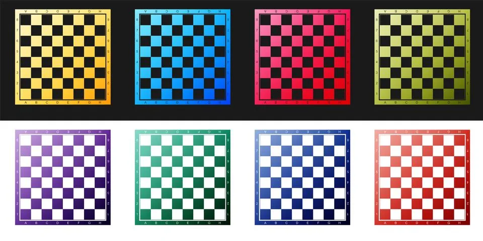 Set Chess board icon isolated on black and white background. Ancient Stock Illustration
