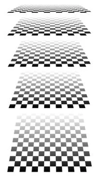 Set of chess, checkered boards in perspective Stock Illustration