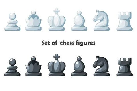 Set of chess figures for chess strategy board game. Vector Black and white se Stock-Illustration