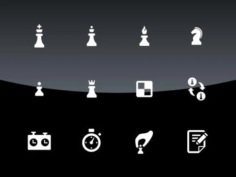 Set of Chess icons on black background. Stock Illustration