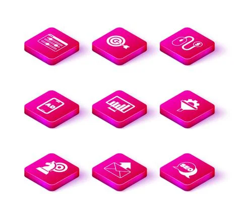 Set Chess, Mail and e-mail, Advertising, Monitor with graph chart, SEO Stock Illustration