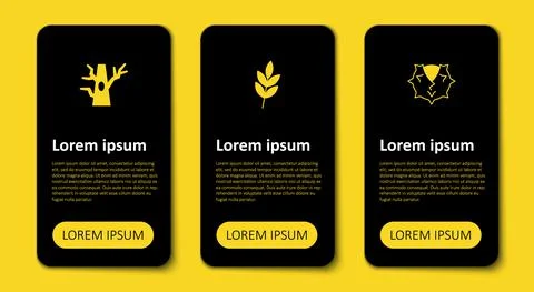 Set Chestnut, Leaf and Bare tree. Business infographic template. Vector Illustrazione stock