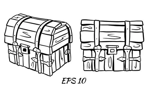 Set of chests in cartoon style. Stock Illustration