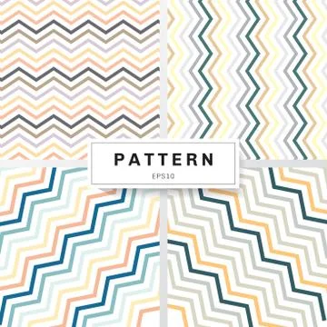 Set of chevron patterns pastels color on white background. Yellow, Orange, De Stock Illustration