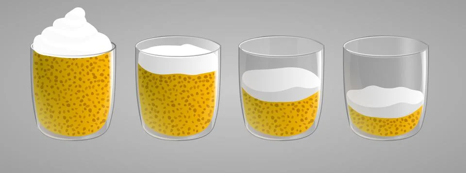 Set of chia seed mango pudding with whipped cream. Stock Illustration