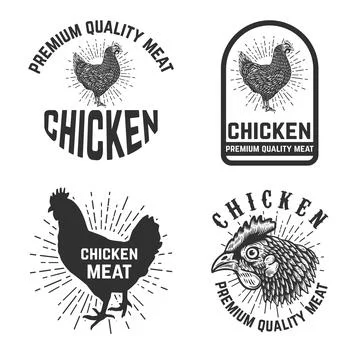 Set of chicken meat emblems. Design element for logo, label, sign, emblem. Ve Illustration