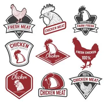 Set of Chicken meat labels. Design elements for logo, label, emb Stock Illustration