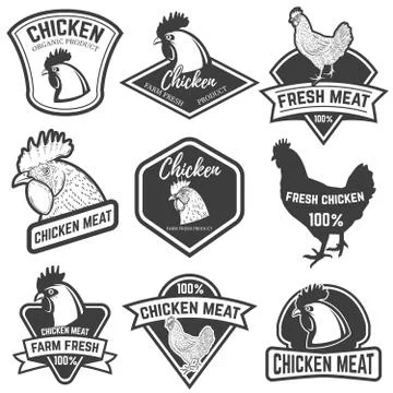 Set of Chicken meat labels. Design elements for logo, label, emb Stock Illustration