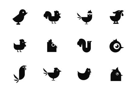 Set of chicken vectors icon Stock Illustration