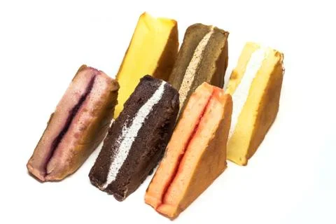 The set of chiffon cake triangle shape Photos