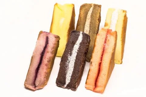 The set of chiffon cake triangle shape Stock Photos